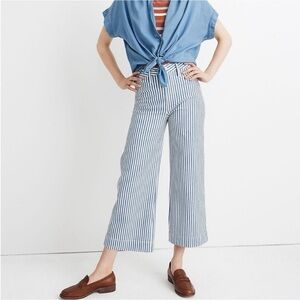 Madewell Blue White Wide Leg Pants Size 25